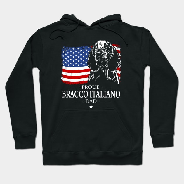 Proud Bracco Italiano Dad American Flag patriotic dog Hoodie by wilsigns